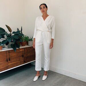 PALOMA WOOL Alexandria White Cotton Woven Jumpsuit Medium